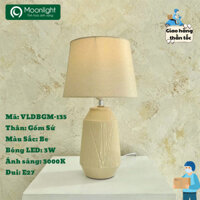 Đèn bàn thân gốm sứ men gốm nứt, chao vải KT H43*24, đui 1E27 DBG036 VLDBGM-135