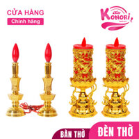 Đèn Bàn Thờ bóng trái ớt và hình nến rồng phượng dùng pin để bàn thờ