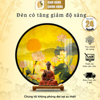 Đèn bàn thờ hào quang phật in tranh trúc chỉ tròn DECORNOW tranh đèn thờ hoa sen trang trí gia tiên, thờ phật TT-TC43