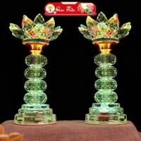 Đèn Bàn Thờ LED 7 Màu Cao Cấp CHÂN THIỆN MỸ, Đèn Hoa Sen Pha Lê Trang Trí Bàn Thờ HSPL-21
