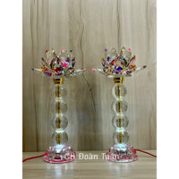 Đèn bàn thờ pha lê hoa sen cao 46cm - Đèn hoa sen size lớn