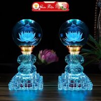 Đèn Bàn Thờ Pha Lê Quả Cầu CHÂN THIỆN MỸ, Trang Trí Bàn Thờ Phật, Gia Tiên PLC-05