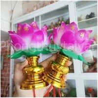 Đèn bàn thờ Phật hoa sen cao 12cm - loại thường