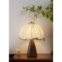 Đèn bàn trang trí phòng khách, đèn bàn decor phòng ngủ vải lanh phong cách Japandi mã W1010