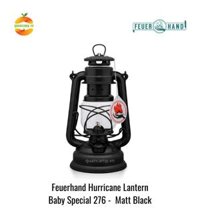 Đèn bão đèn dầu cổ điển cắm trại dã ngoại Baby Special 276 Feuerhand - Chính hãng Đức - Đen Matt black