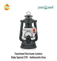 Đèn bão đèn dầu cổ điển cắm trại dã ngoại Baby Special 276 Feuerhand - Chính hãng Đức - Xám Antharacite Grey