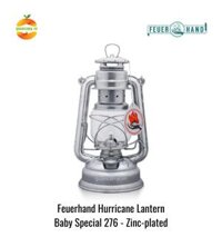 Đèn bão đèn dầu cổ điển cắm trại dã ngoại Baby Special 276 Feuerhand - Chính hãng Đức - Kim loại Zinc-plated