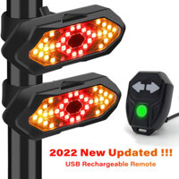Đèn báo rẽ xe đạp sạc USB có còi, đèn cảnh báo đi đêm 32LED điều khiển từ xa không dây