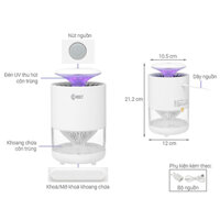 Đèn bắt muỗi Comet CM078, thiết kế nhỏ gọn, tinh tế, sang trọng, thu hút và bẫy diệt muỗi, côn trùng.