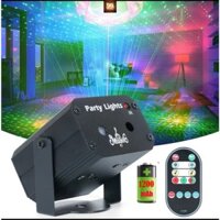 Đèn bay phòng mini Party Light, đèn chiếu laser 2 tia laze cảm biến theo nhạc tích điện 1200mah [Có REMOTE]