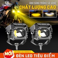 Đèn bi cầu vuông trợ sáng cho xe máy xe oto pha trắng cốt vàng.Dùng chung điện 12v 24v
