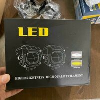 Đèn bi cầu vuông trợ sáng XT20 cho xe máy, ô tô pha trắng, cốt vàng dùng chung điện 12v và 24v (CHÍNH HÃNG)