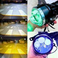 Đèn bi Gầm X300, Bi gầm 3.0 - 3 màu tích hợp trên 1 bi, có 3 trợ pha Laser, công suất 80w/ 1 bóng. Đèn gầm