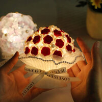 Đèn bó hoa hồng đá ruy băng nơ mini handmade set nguyên liệu tự làm quà tặng người yêu bạn gái sinh nhật ý nghĩa