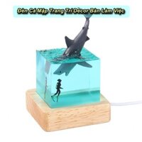Đèn Cá Mập Megadon Để Bàn Trang Trí Bàn Làm Việc , Đèn LED Đa Sắc , Cubic 5 cm - Home and Garden