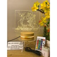 Đèn cầu may mắn  trang trí bàn ông địa đế gỗ 22cm