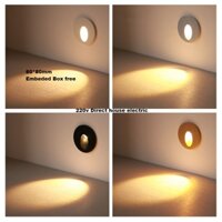 Đèn cầu thang âm trần LED 220v Đèn góc tường 80mm Nhôm (Miễn phí hộp)