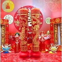 Đèn cầy cưới (nến cưới) Rồng Phụng nhũ vàng dành cho lễ cưới gia tiên, đám hỏi số 4.