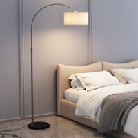 Đèn cây đứng dáng cong chao vải, Đèn sàn đèn góc sofa phòng khách, decor trang trí nội thất Sang Trọng