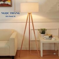 Đèn Cây Đứng Đọc Sách 3 Chân Gỗ Trang Trí Phòng Khách Phòng Ngủ DC539 Ngọc Thắng Kèm Bóng 12W