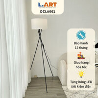 Đèn cây đứng LART DCLA001 loại 3 chân thân kim loại mạ sơn chống rỉ và chao đèn vải trắng lớn hợp mọi không gian