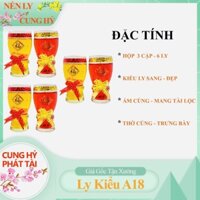 Đèn Cầy Ly A18 Cao14cm Hộp 6 Ly [1 Ly Hơn 1,5 Ngày] Vàng Đỏ Sang Trọng Nến Ly Cung Hỷ