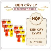 Đèn Cầy Ly Cúng A19 Hoa Sen Cao 10cm Cháy Liên Tục 30 Tiếng Đồ Thờ Cúng Thiên Lộc - Hộp 12 Ly