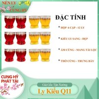 Đèn Cầy Ly Q11 Cao 5,5cm Hộp 12Ly [1 Ly Hơn 11 Tiếng] Vàng Đỏ Sang Trọng Nến Ly Cung Hỷ