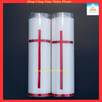 Đèn cầy , nến đá công giáo thánh giá đỏ 20cm - Thắp bàn thờ , dùng trong lễ cưới , sinh hoạt gia đình