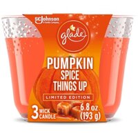 Đèn cầy nến thơm 3 bấc Glade 3-wick Candle Jar Air Freshener Pumpkin Spice Things Up 193g (Mỹ)