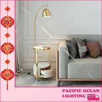 Đèn Cây Phòng Khách Thiết Kế Hiện Đại POC ML5111 Thân Hợp Kim Cao Cấp Mạ Vàng có Kệ Để Đồ Tiện Lợi