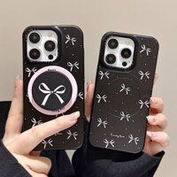 Đen Chấm Nơ Màu Hồng Đứng TPU Cho Apple IPhone 16 15 14 13 12 Pro Max Ốp Chống Sốc