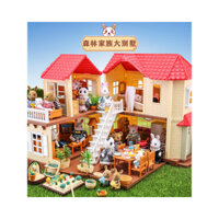 Đèn chiếu sáng biệt thự lớn, ngôi nhà lớn Sylvanian Families, đồ nội thất mô phỏng động vật thu nhỏ trong rừng, nhà chơi cho bé gái, nhà búp bê