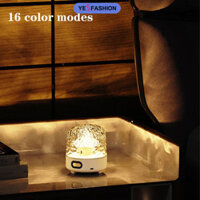 Đèn chiếu sóng đại dương Yesfashion, Đèn phía bắc 16 màu, Đèn sóng nước điều khiển bằng cảm ứng Trang trí phòng có loa không dây, Đèn máy chiếu dưới nước cho phòng ngủ