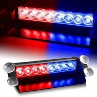 Đèn chớp Police nháy xanh đỏ 12V 8 LED gắn kính lái xe ô tô