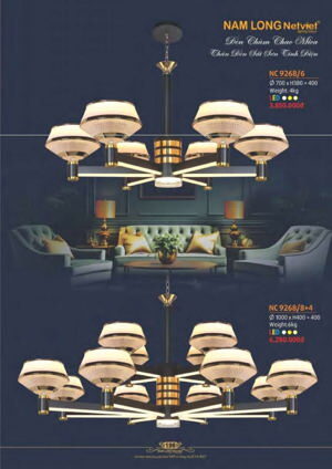Đèn chùm chao thủy tinh NC 9268/8+4
