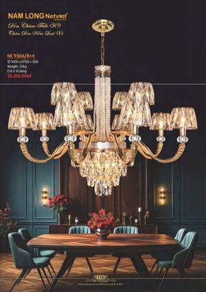 Đèn chùm  chao thủy tinh NC 9366/8+4