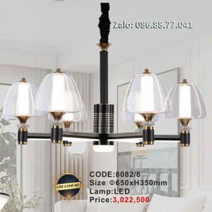 Đèn chùm  chao thủy tinh trang trí phòng khách 8082/6