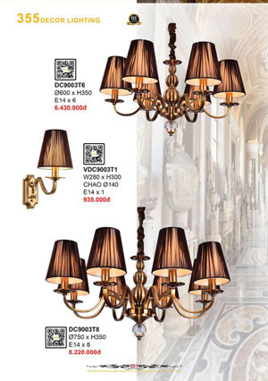 Đèn chùm chao vải  decor nhà hàng, khách sạn DC9003T8