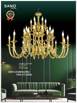 Đèn chùm đồng CĐ 1021/12+12+6