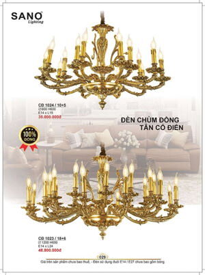 Đèn chùm đồng CĐ 1023/18+6
