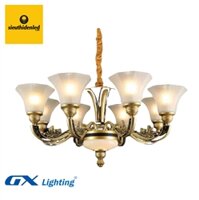 Đèn chùm đồng chao sứ trắng thả phòng ngủ 8 tay CNQT-79