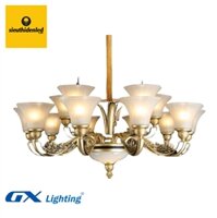 Đèn chùm đồng chao sứ trắng thả phòng khách 15 tay CNQT-80