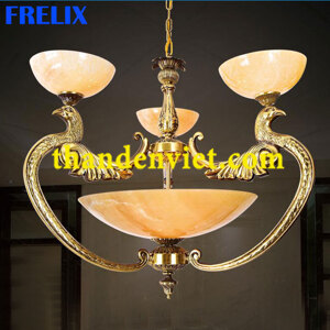 Đèn chùm đồng đá tay cầm hình chim cực đẹp DD1025/3