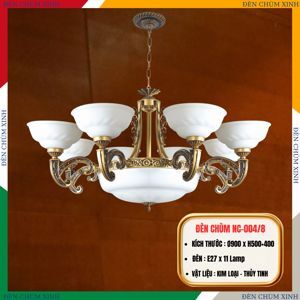 Đèn chùm đồng khối trang trí NetViet NC-004/8