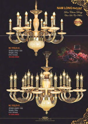 Đèn chùm đồng NC 1115/9+9