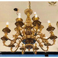 Đèn chùm đồng nến cổ điển cao cấp tay nến 18 tay A9 - DOTHANH  Đèn cao cấp giúp không gian thêm ấn tượng