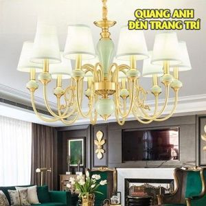 Đèn chùm đồng ngọc lục bảo