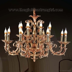 Đèn chùm đồng nguyên chất mạ vàng decor nhà hàng, khách sạn CND-1193/16