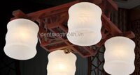 Đèn Chùm Gỗ 4 chao sứ trắng đục tròn 87039-4 550x550